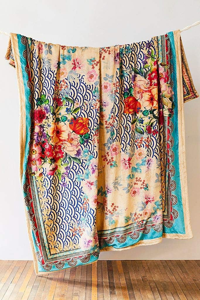 Johnny Was Blanket Glen Reversible Throw Bohemian Print Bag
