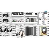 VEOFEMLEA Pegboard Combination Kit, 8 Peg Boards and 30 Accessories Modular Hanging Black Pegboard for Walls, Office Wall Organizer, Keys Holder on Wall, Nursery Storage, 44"x22" Black