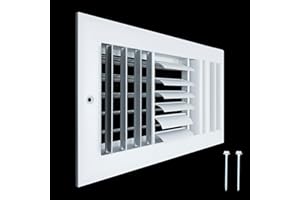 Fits 12x6 Duct Opening Aluminum 3-Way Adjustable Air Supply Grille by Handua | Curved Blade Register Vent Cover for Sidewall & Ceiling | White | Outer Size: 13.75" X 7.75"