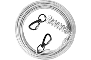 HaiYUAN Dog Tie Out Cable 10/15/20/25/30 FT Dog Runner for Yard Steel Wire Dog Cable with Durable Superior Clips Sliver Dog Chains Heavy Duty for Outside Hold Large Dogs Up to 165 lbs