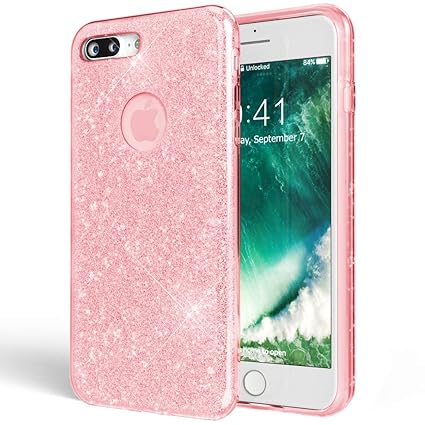 NALIA Handyhülle kompatibel mit iPhone 8 Plus, Glitzer Hülle Ultra-Slim Silikon Case Cover Schutzhülle, Glitter Sparkle Handy