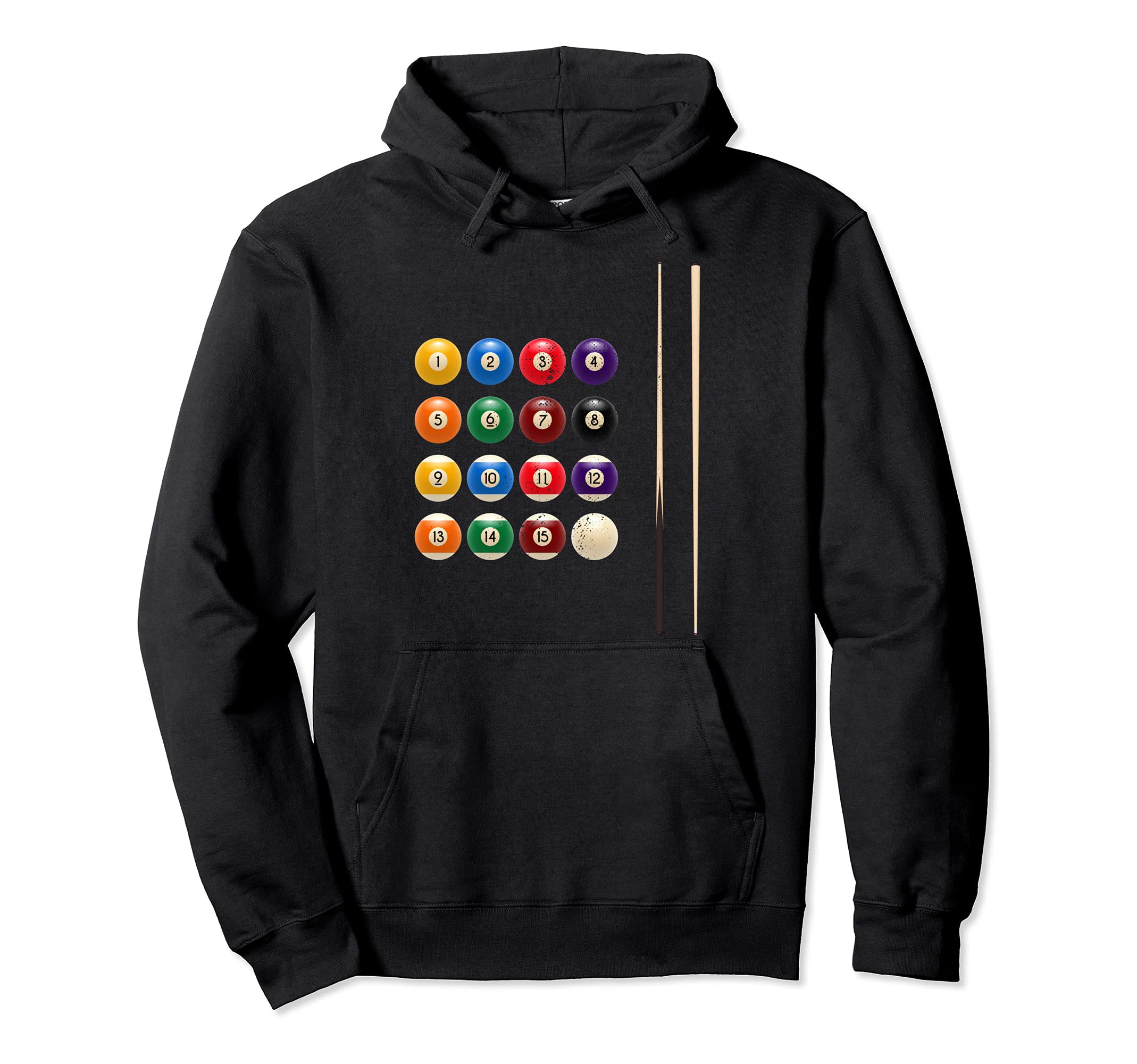 Funny Billiard Balls Cue Stick Rack Pool Player Pullover Hoodie