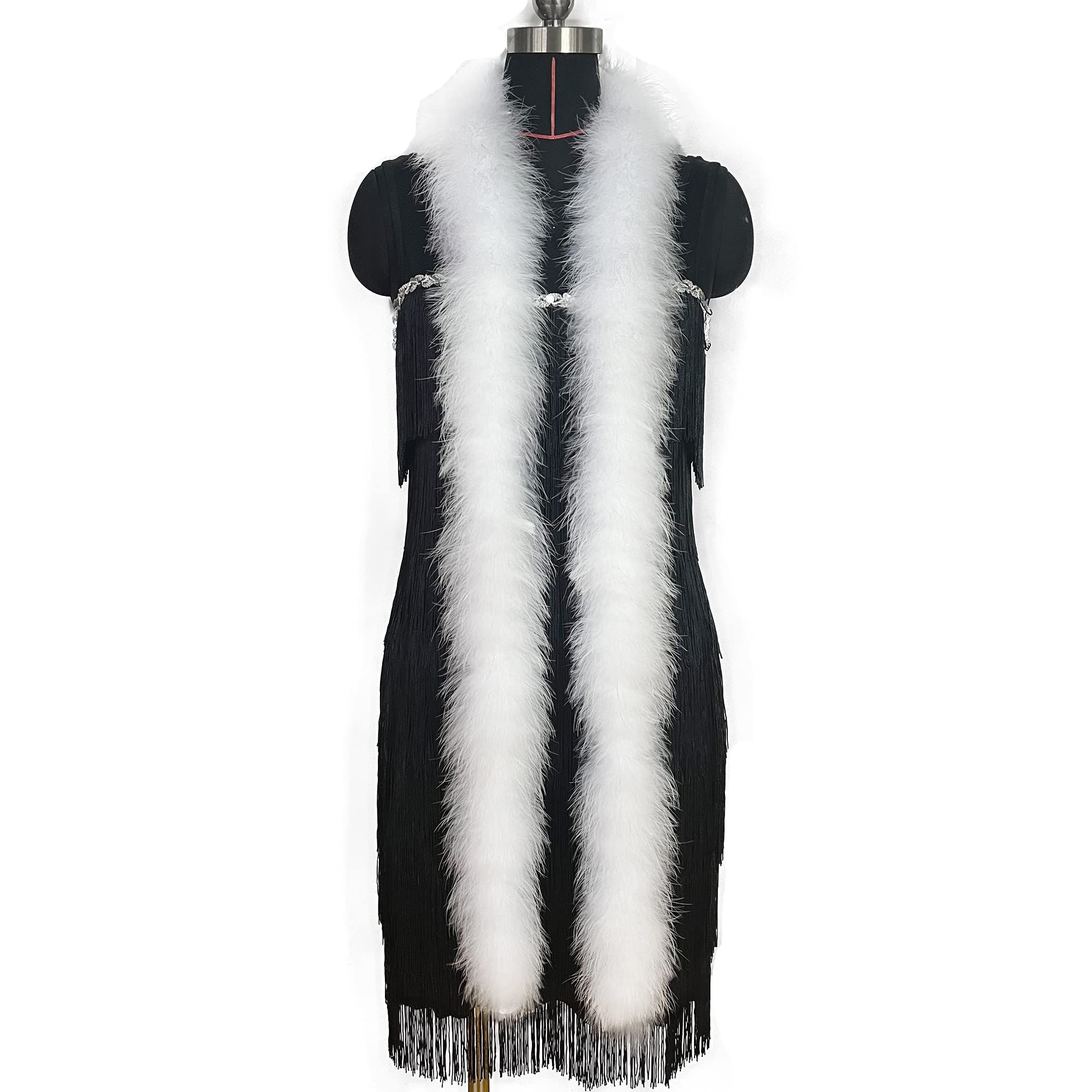 Photo 1 of 2 Yards 40g Fluffy Marabou Feather Boa for DIY Craft Sewing Trim Home Wedding Party Decoration-White