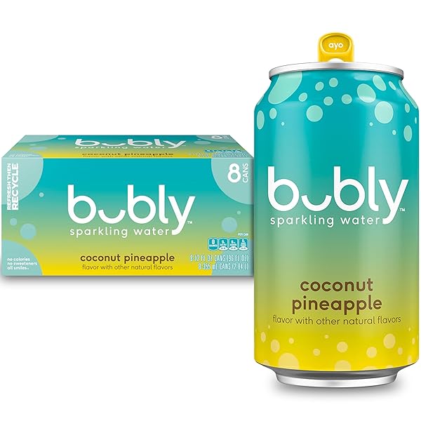 BUBLY SPARKLING WATER, COCONUT PINEAPPLE, ZERO SUGAR & ZERO CALORIES, SELTZER WATER, 12 FL OZ CANS (PACK OF 8)