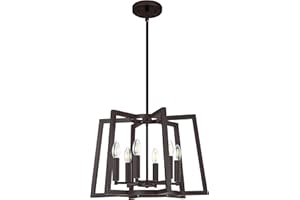 DOLAIMY HOUSE Rustic Metal Lantern Cage Farmhouse Kitchen Island Pendant Light Fixture,Modern Industrial Oil Rubbed Bronze Finish for Dining Room Bedroom Foyer Entry Porch Over Sink (E12 Base, 6 Light)