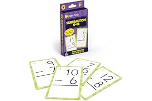 Carson Dellosa 54 Subtraction Flash Cards, All Facts for Subtracting Through 12, Mathematics Flashcards for Ages 6 and Up, Kindergarten, 1st Grade Learning Activities and Math Games for Kids 5-7