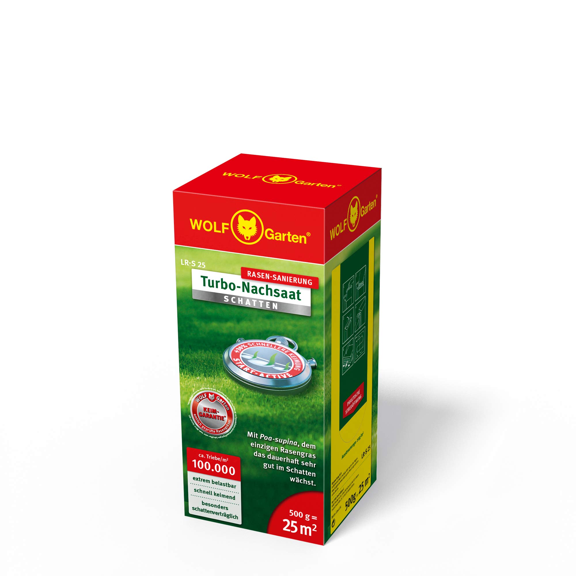 Wolf Garten LR-S 25 Shade Reseeding Grass Seed, Multi-Colour, 9.5x9.5x21 cm