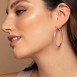 Thick Rose Gold Hoop Earrings For Women Sterling