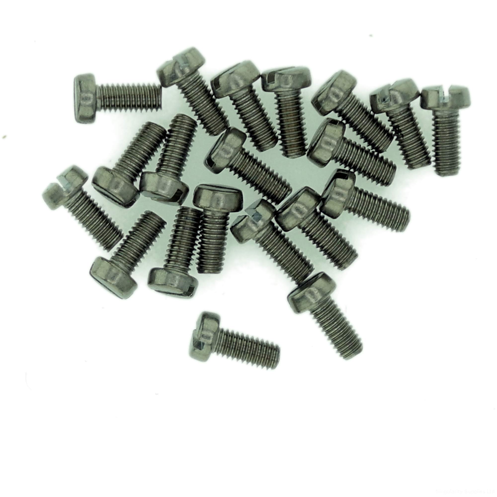 M1.6 (1.6mm x 8mm) Slot Cheese Machine Screw (Bolt) - Stainless Steel (A2) (Pack of 20)