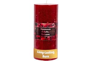 Kiera Grace Enlighten Natural Scented Candle Pillar Candle-6" H x 3" Dia, Pomegranate Fragrance, Garnet-Perfect for Bedroom, 