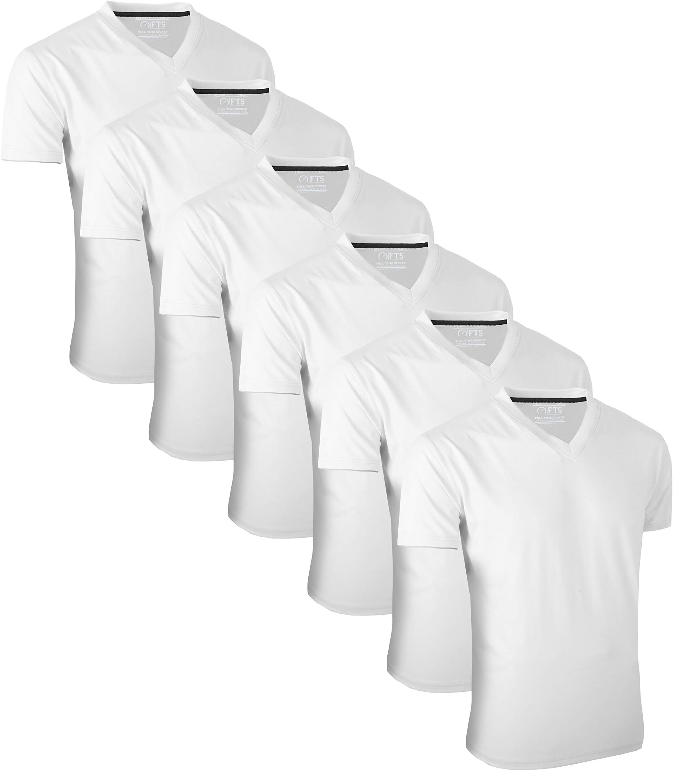 FULL TIME SPORTS® Tech 4-6 Pack FTS-639-650 Assorted Short-Long Sleeve, Casual top T-Shirts with V-Neck