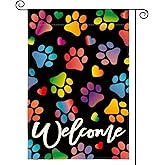 AVOIN colorlife Pets Paws Garden Flag 12x18 Inch Double Sided Outside, Burlap Pet Farmhouse Yard Outdoor Decoration