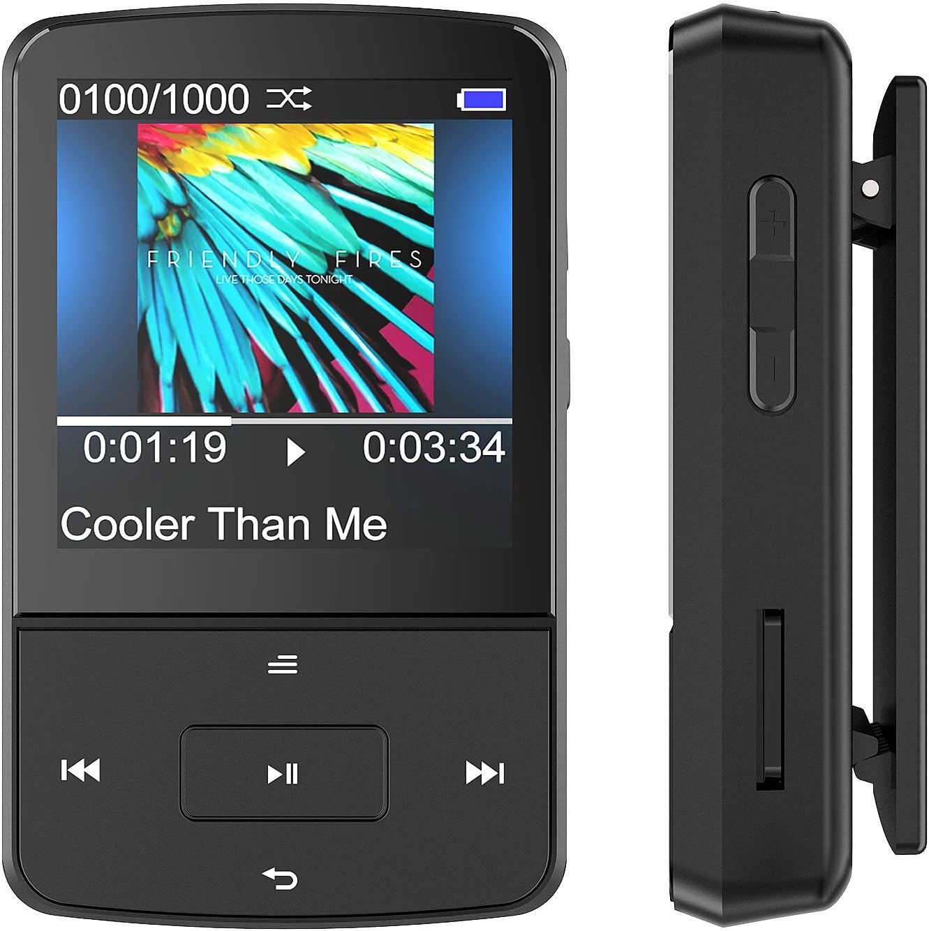 AGPTEK G15S 16G Bluetooth Clip MP3 Player with Armband & Silicone Case