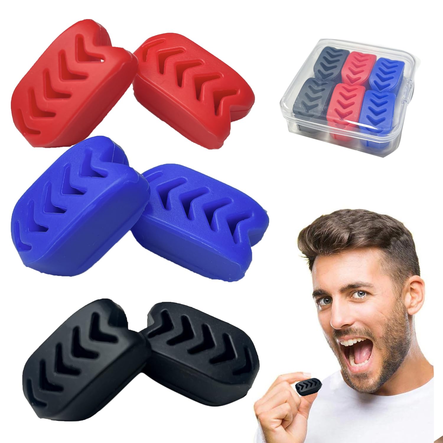 FGVOPJM Jawline Exerciser for Man and Woman 3 Resistance Levels (6 pcs) BPA Free Silicone Jaw Exerciser Gum Tablets Jaw Trainer & Jaw Exerciser Shaper for Beginner, Intermediate & Advanced Users
