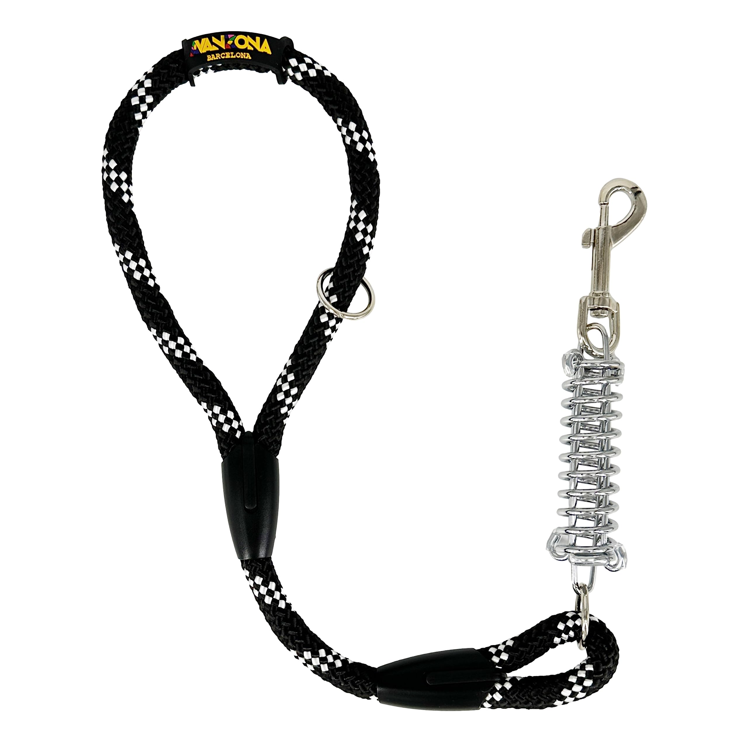 Dog Lead, Shock Absorber, Anti Pull, for Medium and Large Dogs, Made in Spain. 60cm. Black with White — image 1