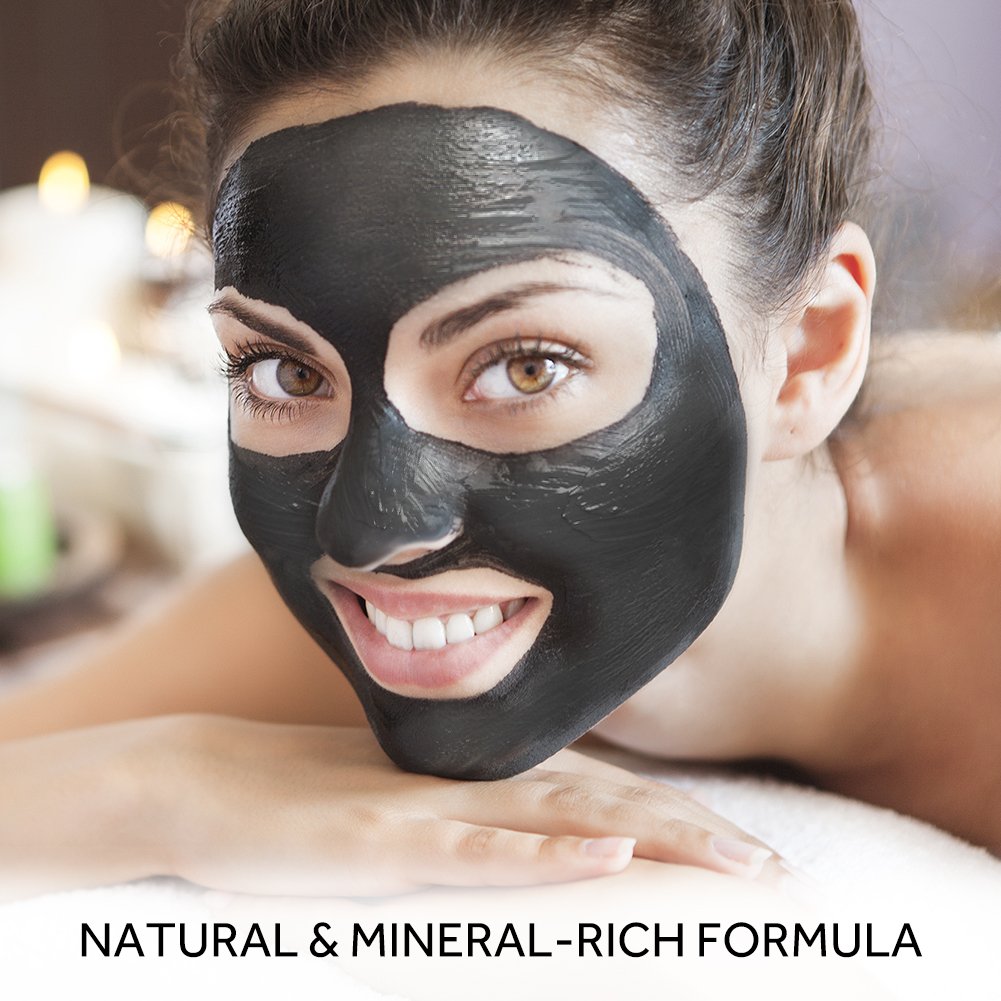Dead Sea Mud Mask with Activated Charcoal, Deep Cleansing Clay Face Mask for Reduction in Pores, Spots, Blackheads & Acne, Rejuvenated to Smooth & Moisturizing Face, 8.8 fl.oz.