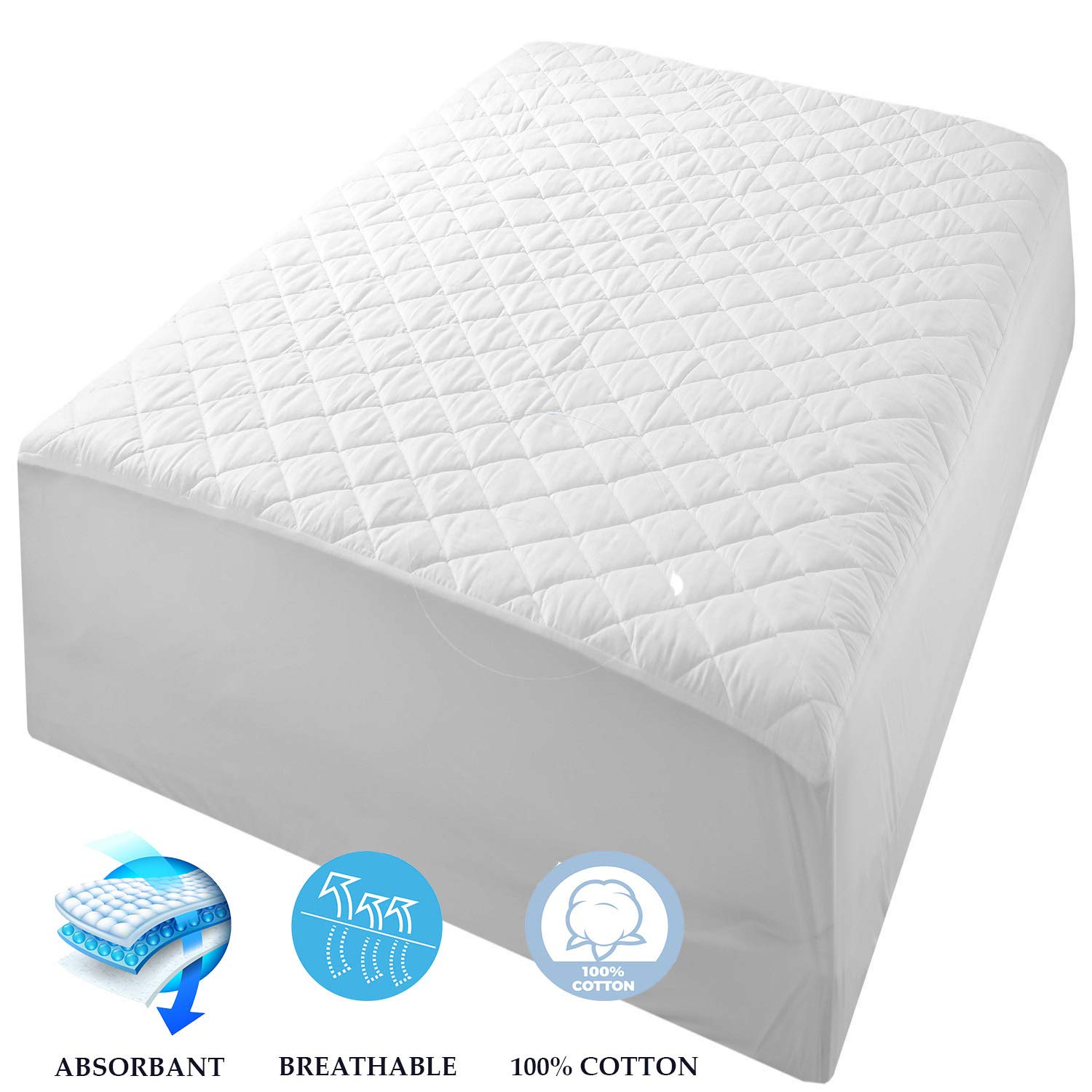 Niagara Sleep Solution 9% Cotton Quilted Mattress Protector Twin Bed Size  9Inches Deep Pocket Breathable Absorbent Mattress Pad Cover Non Noisy ... Niagara Sleep Solution 9% Cotton Quilted Mattress Protector Twin Bed Size  9Inches Deep Pocket Breathable Absorbent Mattress Pad Cover Non Noisy ...