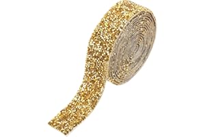 MECCANIXITY Rhinestone Ribbon, 1.2 Inch 3 Yards Crystal Rhinestone Ribbon Trim Self Adhesive Glitter Tape Roll Bling for Craf