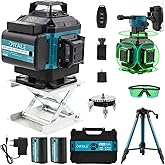 Laser Level Self Leveling with 35.8inch Adjustable Tripod, 16 Line 4x360° Brighter Green Cross Line Laser Level with 2 Batter