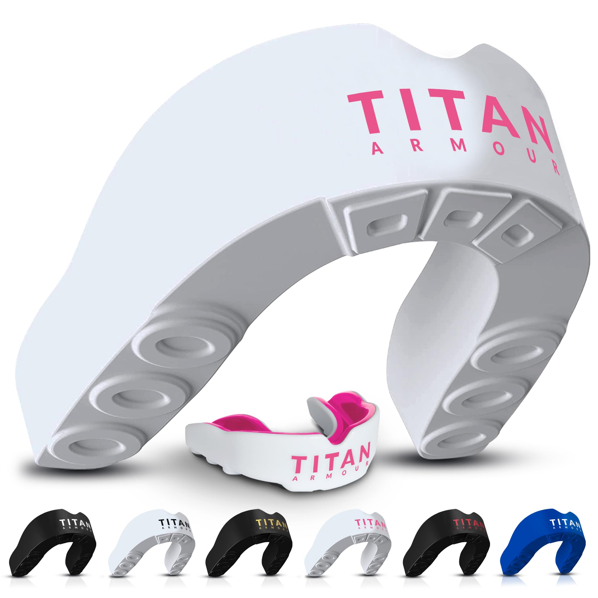 Titan Armour® Gum Shield | Dual-Layer | Adults & Junior Custom-Fit Mouth Guard | Case Inc | Boil & Bite Mouthguard Boxing, Rugby, MMA, Hockey & All Contact Sports | UK Brand