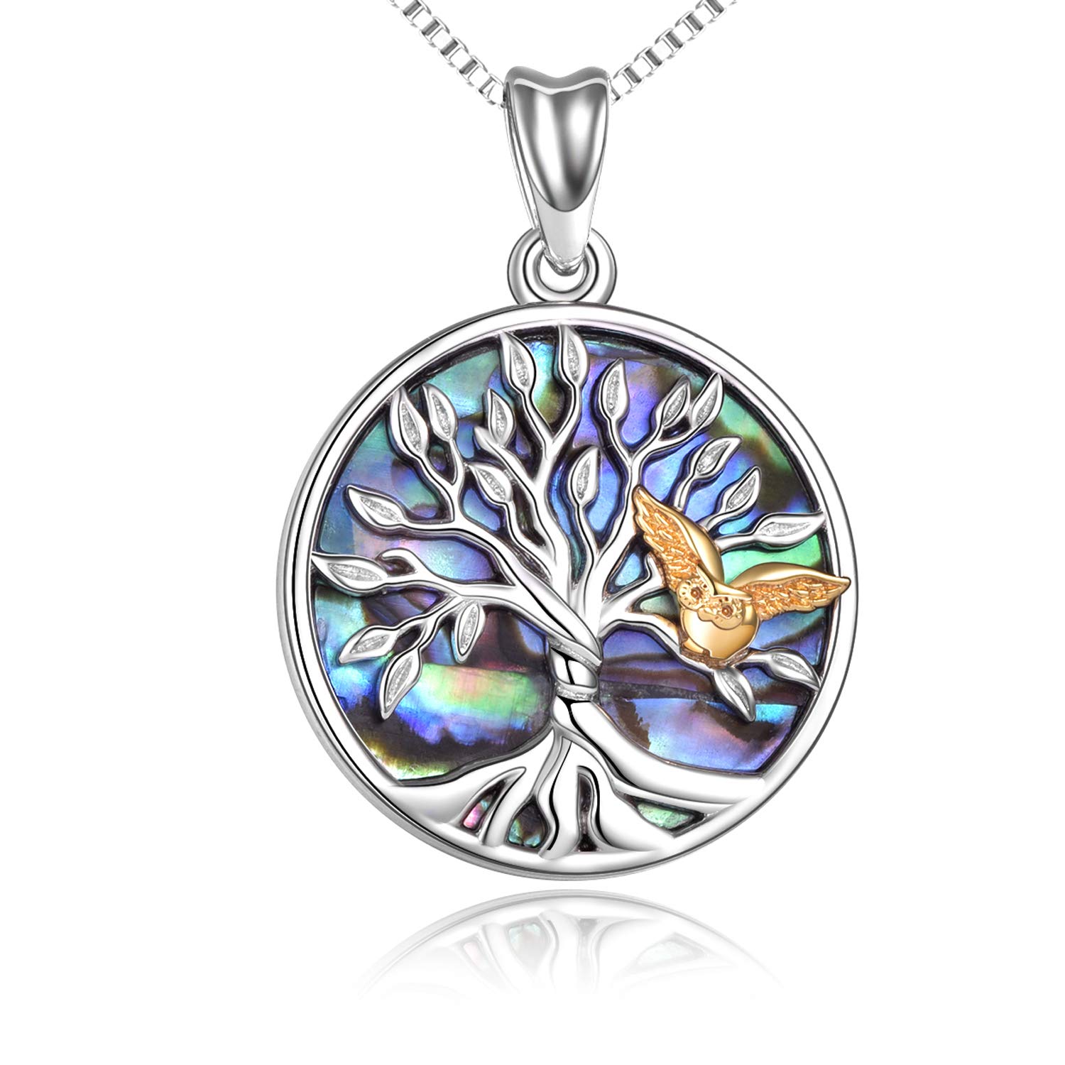 YAFEINI Tree of Life Necklace Sterling Silver Family Tree Pendant Necklace with Owl Jewellery Birthday Gifts for Women Mum Daughter Girlfriend Sister