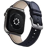 BESTSURE Leather Band Compatible with Apple Watch for Men and Women, Classic Genuine Leather Watch Strap, Fits Ultra/SE/Series 11–3(49/46/45/44/42mm), Navy Blue