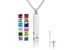 YOUFENG Urn Necklaces for Ashes Birthstone Cube Urns for Human Ashes Memorial Cremation Urn Locket Keepsake Ashes Jewelry