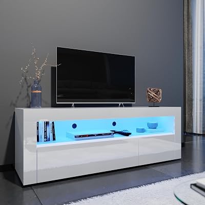 Elegant 1200mm LED TV Cabinet White Gloss with Ambient Lights 32-47 inch