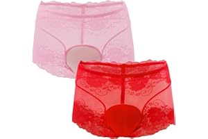 SEAUR Men Sissy Lace Underwear Nightwear Cross-Dressers Gay Underwear Cumdump Panties See Through