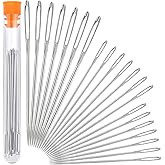 Hekisn Large Eye Sewing Needles, Sewing Needles, Stainless Steel Embroidery Thread Needle, Handmade Yarn Knitting Needles Lea