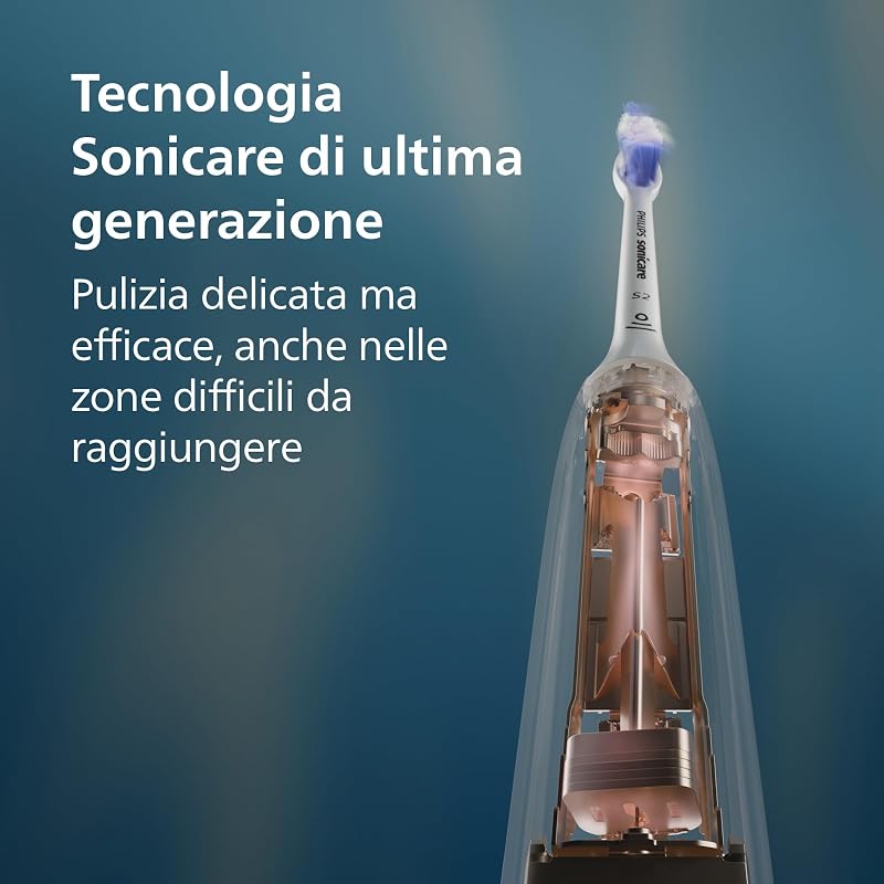 Sonicare 7100, spazzolino elettrico sonico con app, 4 modalità di spazzolamento, 3 livelli di intensità, EasyStart, SmarTimer, blu navy, modello HX7423/01 [Nuova tecnologia]