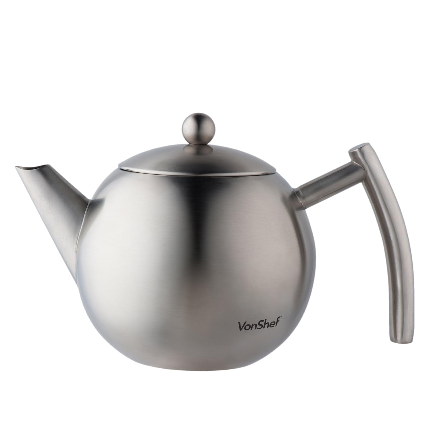 VonShef Infusion Tea Pot Medium Satin Polish Stainless Steel with Infuser, 1L Amazon.co.uk
