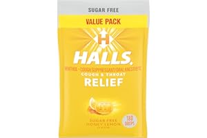 HALLS Relief Honey Lemon Sugar Free Cough Drops, Value Pack, 180 Drops