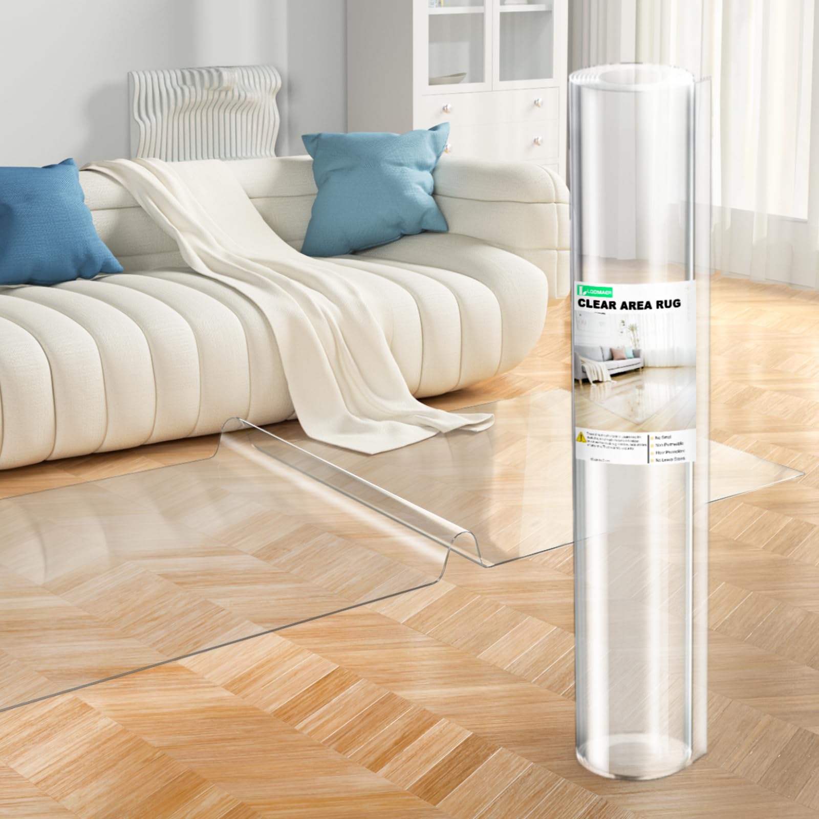 Photo 1 of  Clear Plastic Runner Floor Mat,  Thick Clear Vinyl Transparent Floor Carpet, Large Area Carpet for Entryway Kitchen Living Room