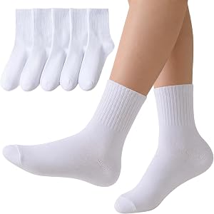 Utaly 5 Pack Kids School Ankle Socks Boys Girls Cushioned White Athletic Socks for Daily Sports 5-10T