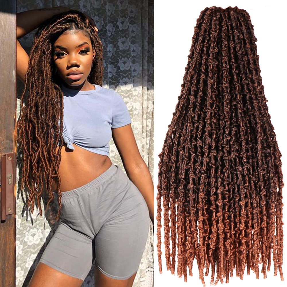 Goddess Locs 10 Packs 18 Inch Distressed Faux Synthetic Braiding Hair - Butterfly Locs Crochet Braid Extensions (T1B/30, 18")