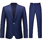 LORENZO BRUNO Mens Suit 2 Piece Suits for Men One Button Slim Fit Solid Jacket & Pants Tuxedo Set Business Wedding Party