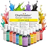Chefmaster - Liqua-Gel Food Coloring - 12 Color Set B - Fade Resistant - 12 Pack - Vibrant, Eye-Catching Colors, Easy-To-Blend Formula, Fade-Resistant - Made in the USA