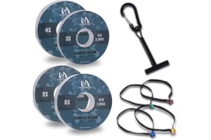 Maxcatch Fluorocarbon Leader Tippet Line for Fly Fishing with Tippet Line Holder & Tender, Clear, 50m/55Yds, 4PCS
