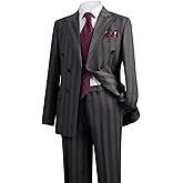 Men's Suits 2-Piece Set Double Breasted Peak Lapel Striped Tuxedo Jacket & Pants for Wedding, Prom, Business