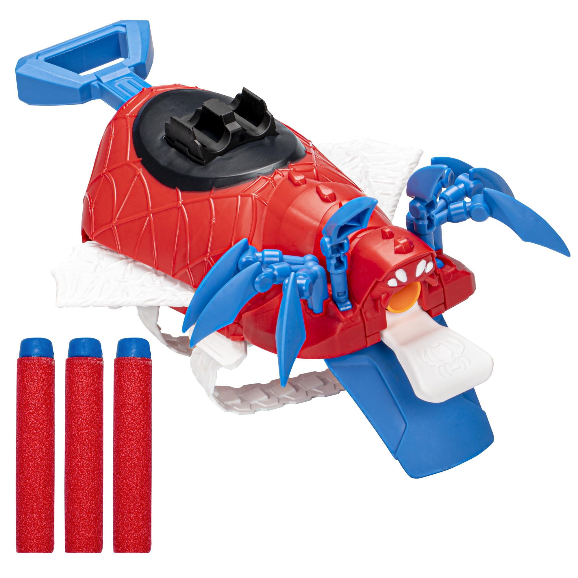 Marvel Mech Strike Mechasaurs Spider-Man Arachno Blaster, NERF Blaster with 3 Darts, Roleplay Super Hero Toys