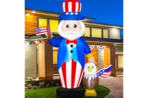 Danxilu 6 FT 4th of July Inflatables Outdoor Decorations Uncle Sam with Eagle & American Flag, Patriotic Independence Day Blow Up Inflatable Built-in LEDs Indoor Party Garden Lawn Yard Decoration