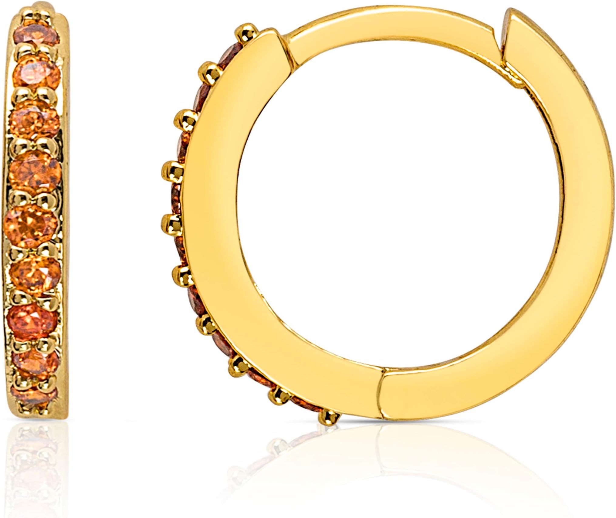 KISPER 18K Gold Plated Cubic Zirconia Cuff Earrings Huggie Hoop