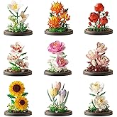 9 Flowers 1500Pcs Mini Building Blocks Set for Adults – Botanical Flower Model Kit with Roses – Micro Toy Building Bricks Set