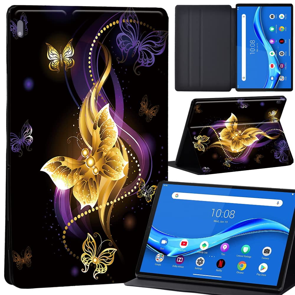 Case For Lenovo Tab M10 FHD Plus 10.3 inch (TB-X606X TB-X606F) Leather Case with Auto Wake-up, Flip Case for Lenovo Tab M10 FHD Plus Cover (golden butterfly)