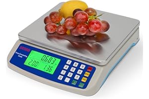 RUJIXU Large Digital Kitchen Scale 30KG Commercial Food Scale 66LB for Baking Bread Meat Stainless Steel Price Computing Scale LCD Display,Prep Counting Scale for Parts and Coins Adapter Included