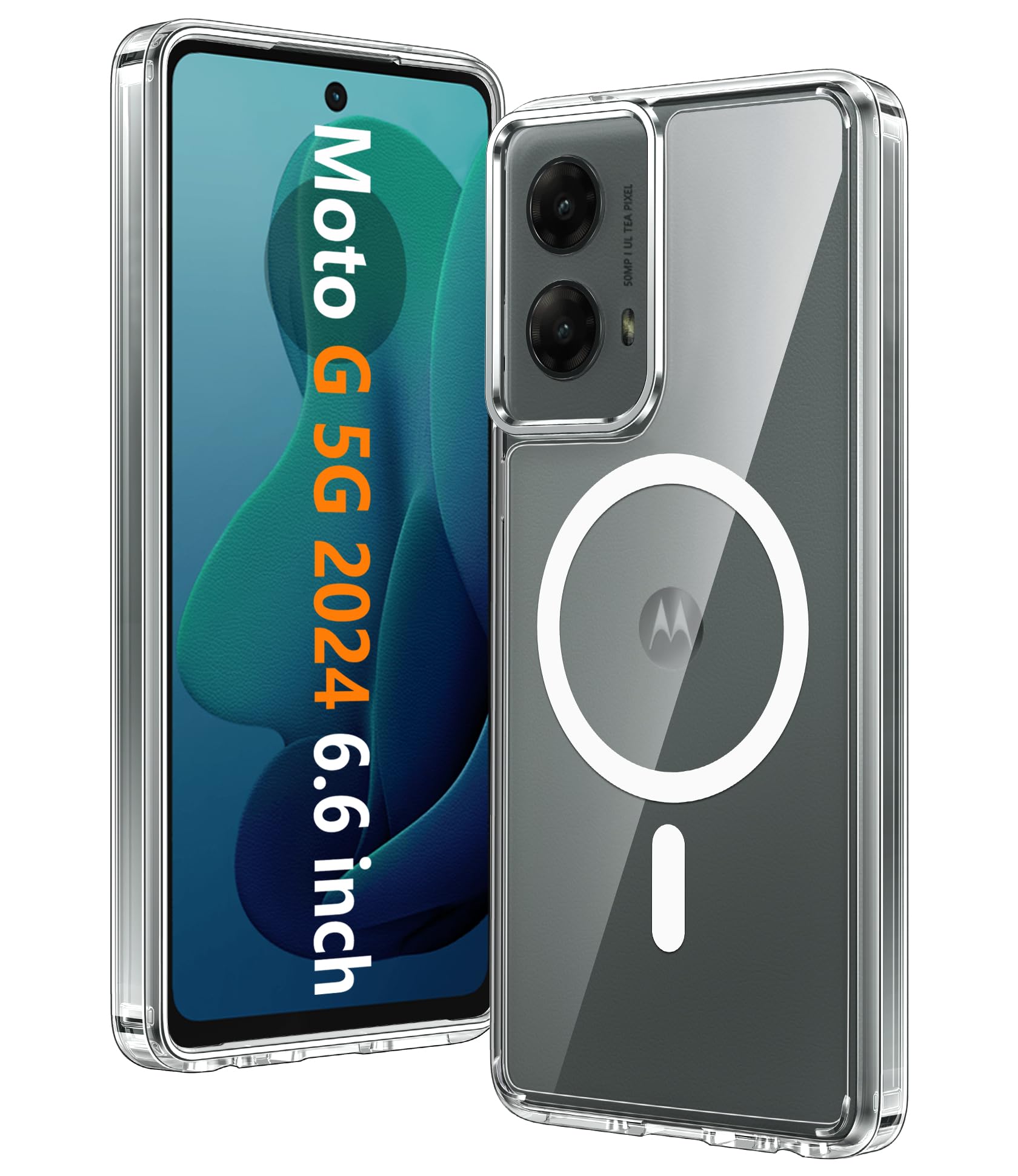 Photo 1 of FNTCASE for Motorola Moto G-5G-2024 Case: Clear Case Magnetic High Grade Drop Protection Anti Yellowing Cell Phone Cover - Rugged Shockproof Protective Bumper Transparent Cases(Clear)
