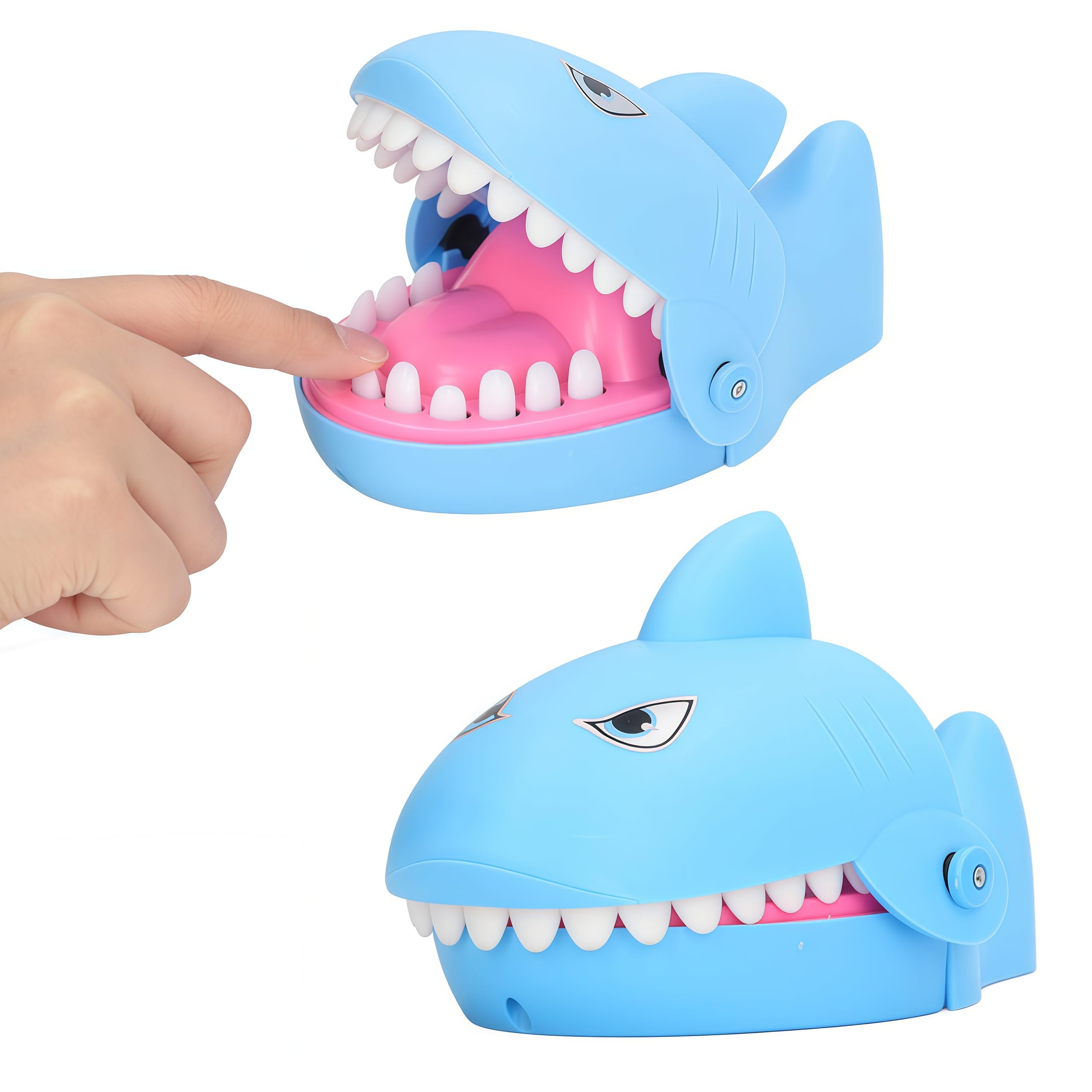Gucagle Shark Dentist Game 17 x 11 x 9.5cm Plastic Fun Safe Press Tooth Crocodile Dentist Game Biting Finger Game with Safe Plastic Teeth for Kids Party (blue)