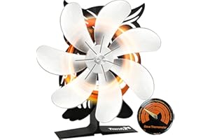 Tanfix 7 Blade Wood Stove Fan Heat Powered Owl Design Fireplace Fan with Thermometer Silent Efficient Warm Air Circulation Durable Heat Powered Stove Fan for Wood Burners