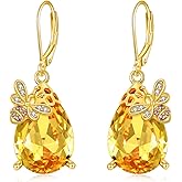 Bee Earrings 925 Sterling Silver Crystal Drop Dangle Bumble Bee Jewelry Gift for Women